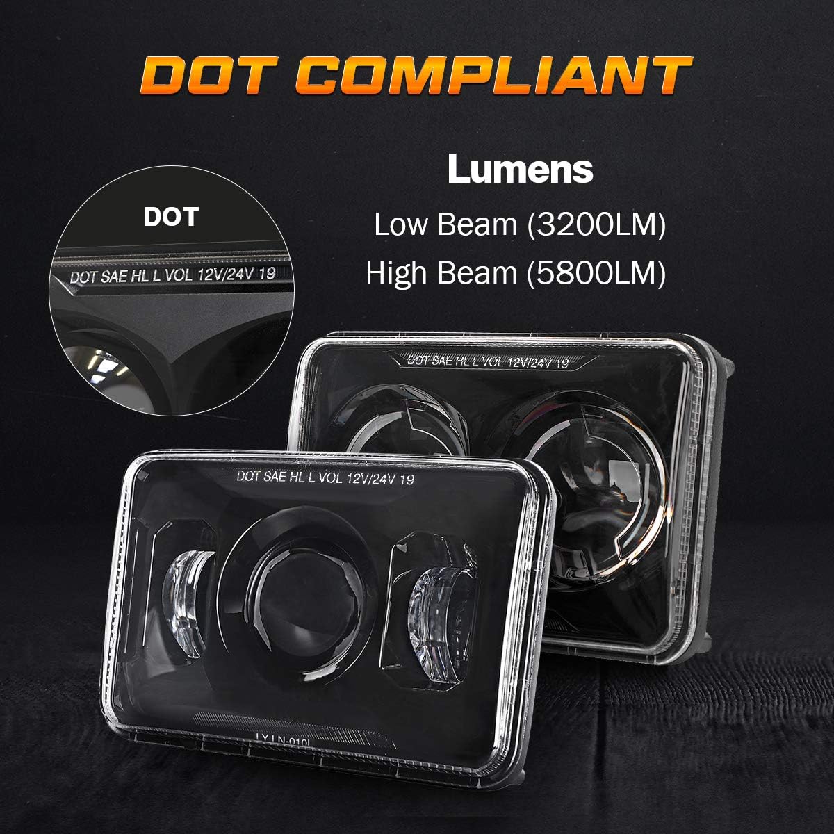 4x6 Inch LED Headlights 60W (4 pack)