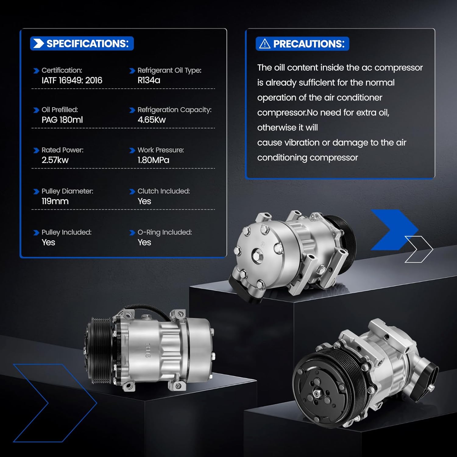 A/C Compressor with Clutch Compatible with Kenworth