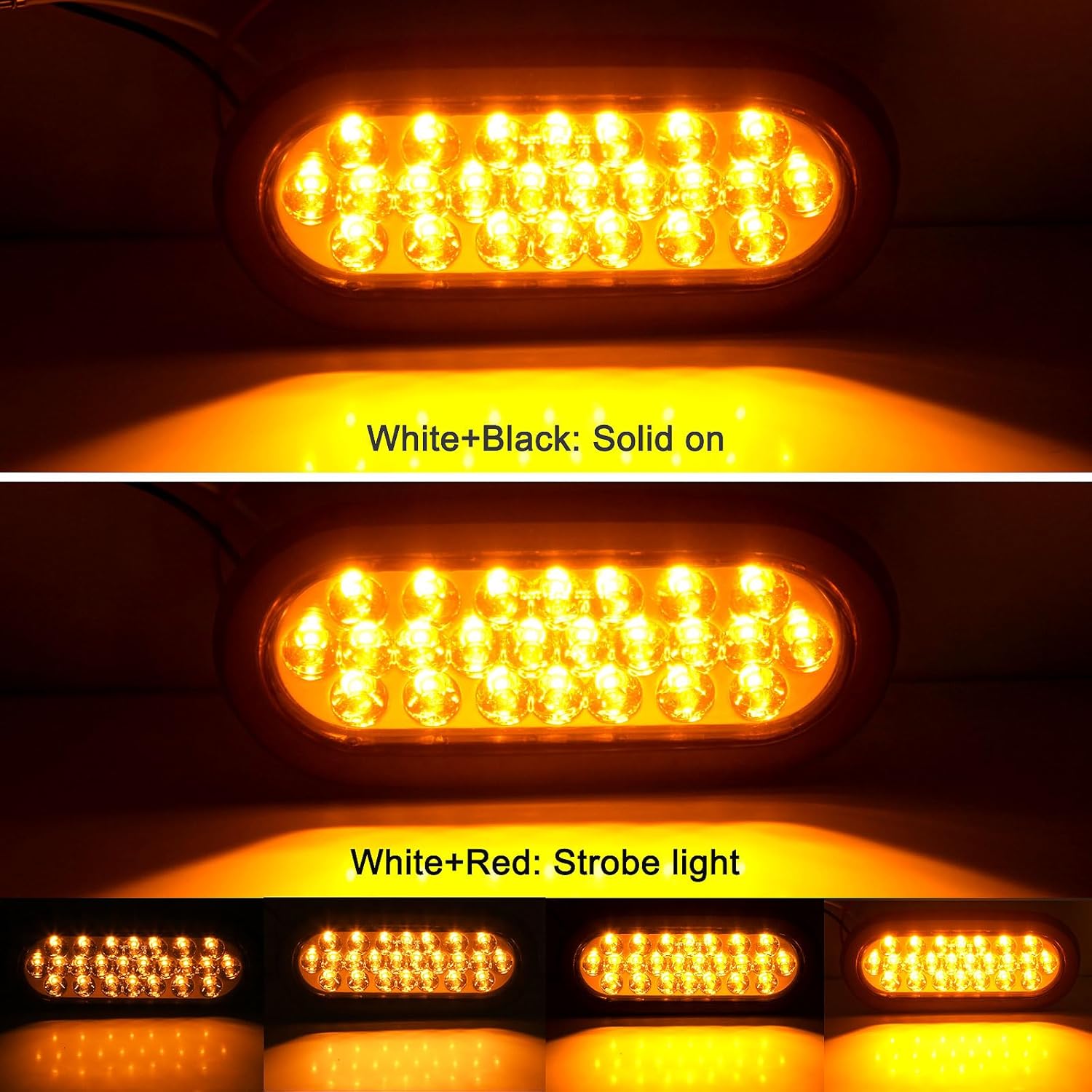 6" Inch Oval Led Strobe Lights Amber