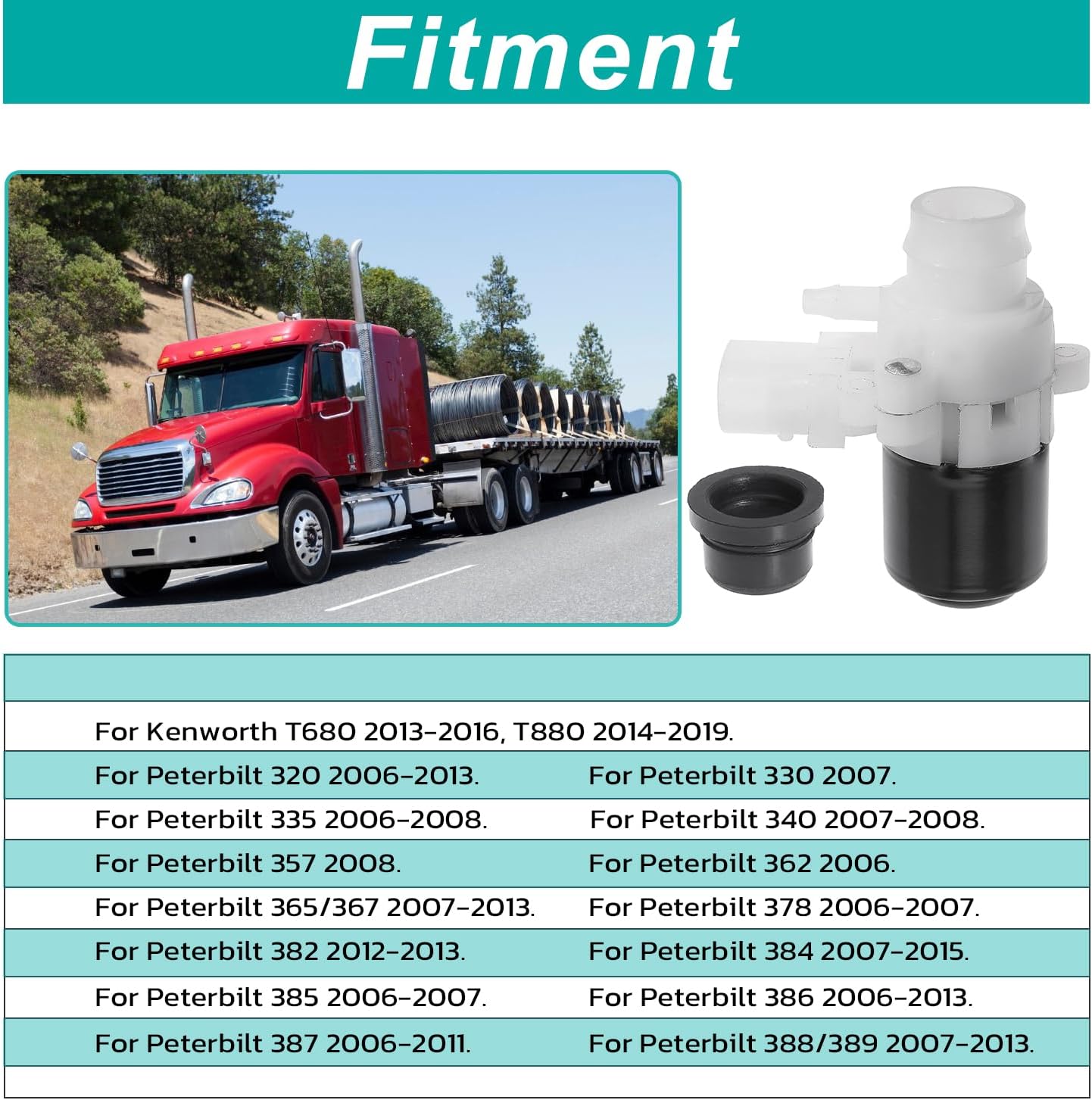 Windshield Wiper Washer Reservoir Fluid Pump for Kenworth