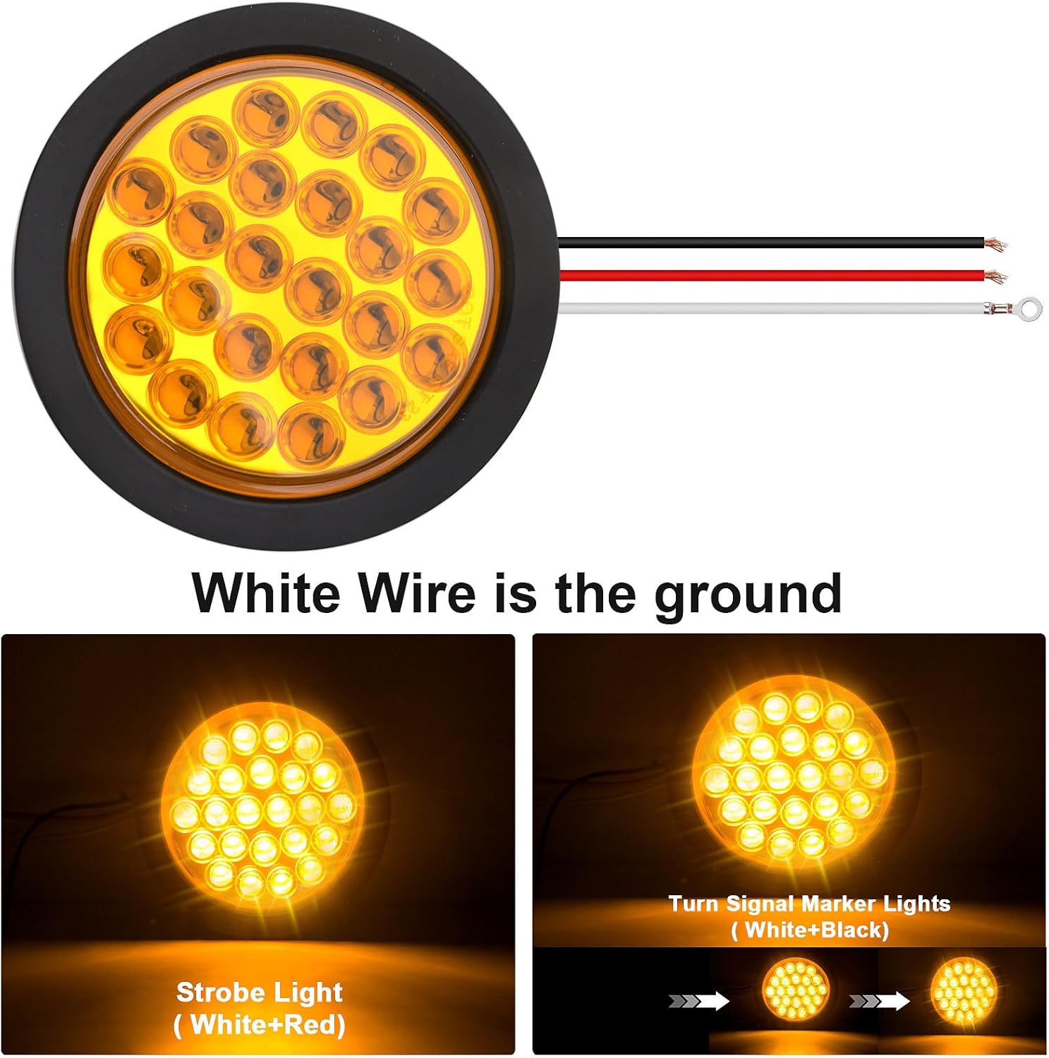4'' Round Amber Strobe Light/ (1 pcs)