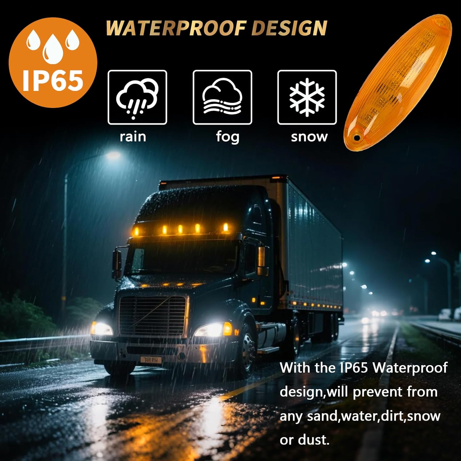 Amber LED Cab Marker Top Roof Running Lights  (5pack)