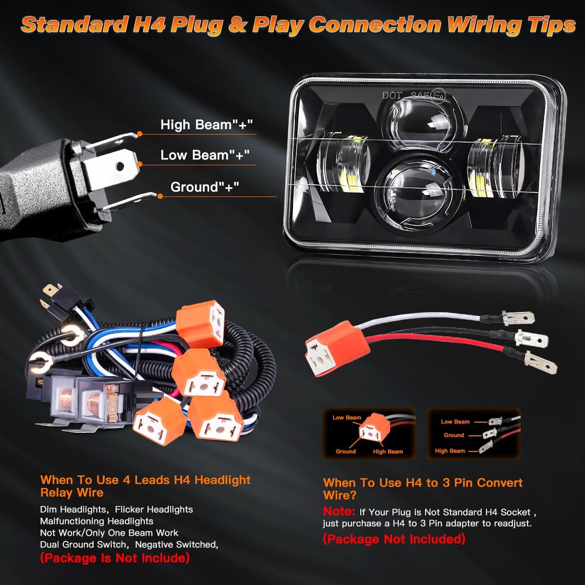 LED Headlights Aluminun Frame 65W