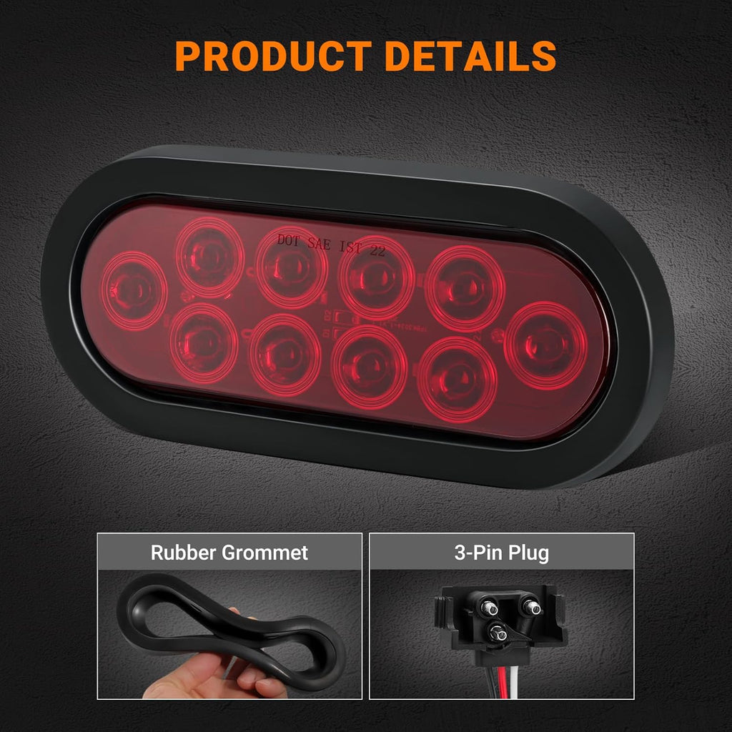 6 Inch Oval LED Red Light