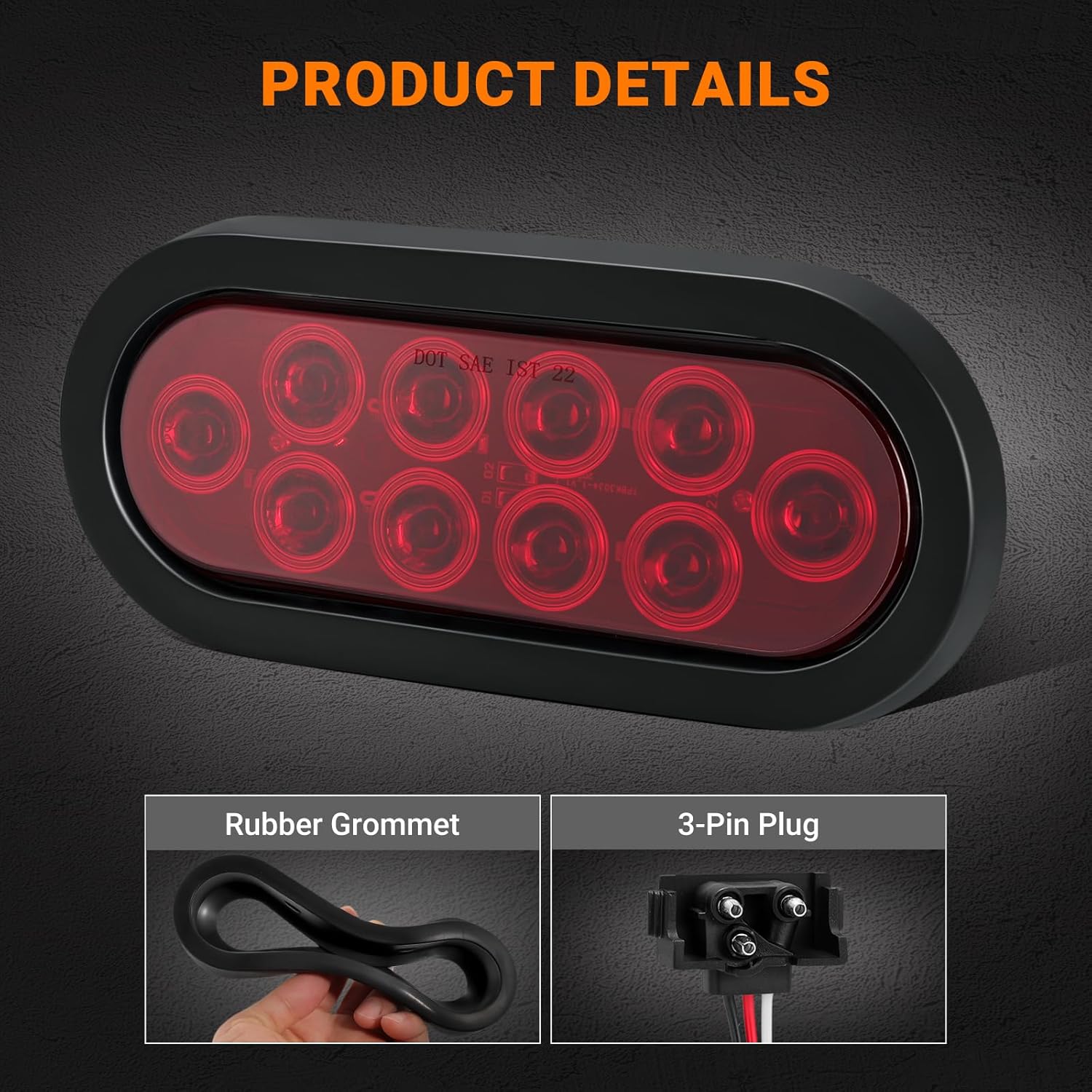 6 Inch Oval LED Red Light