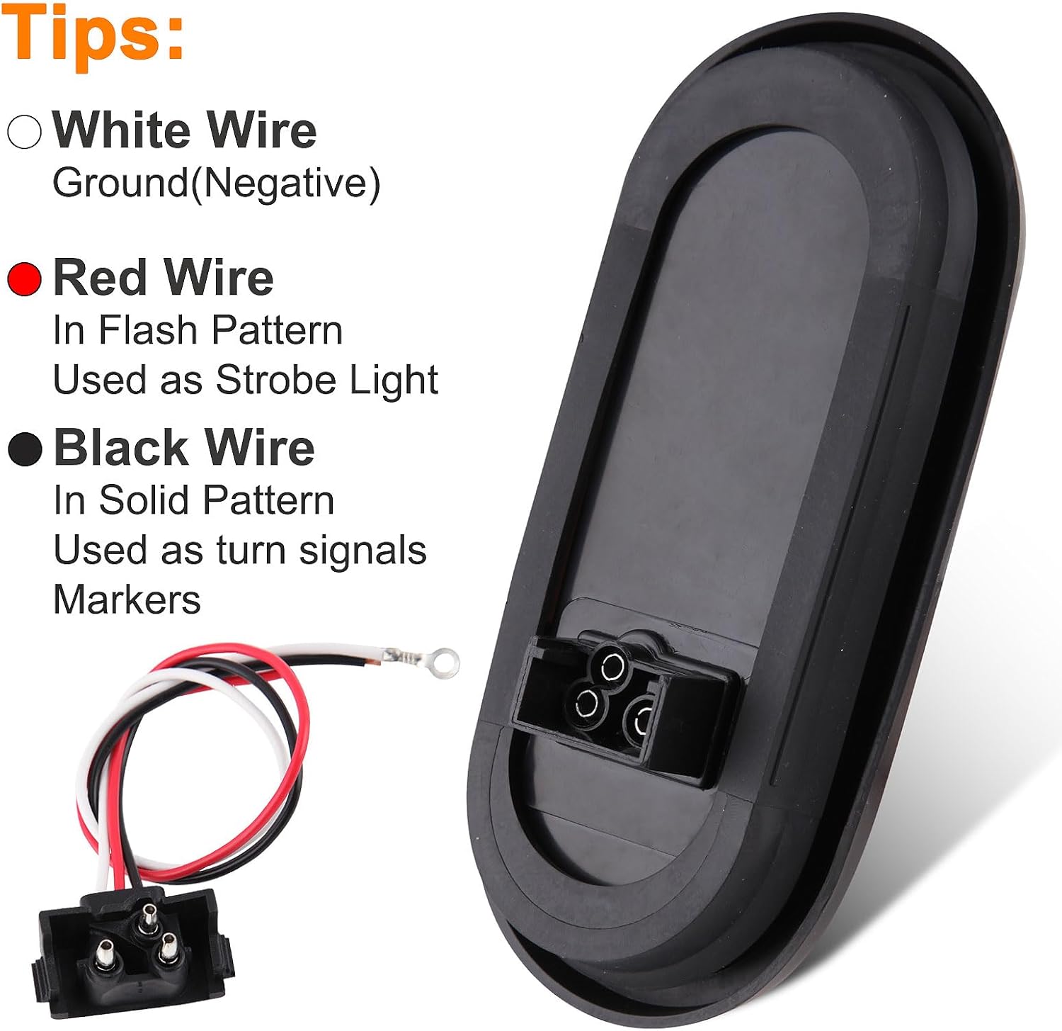 6" Inch Oval Led Strobe Lights Amber
