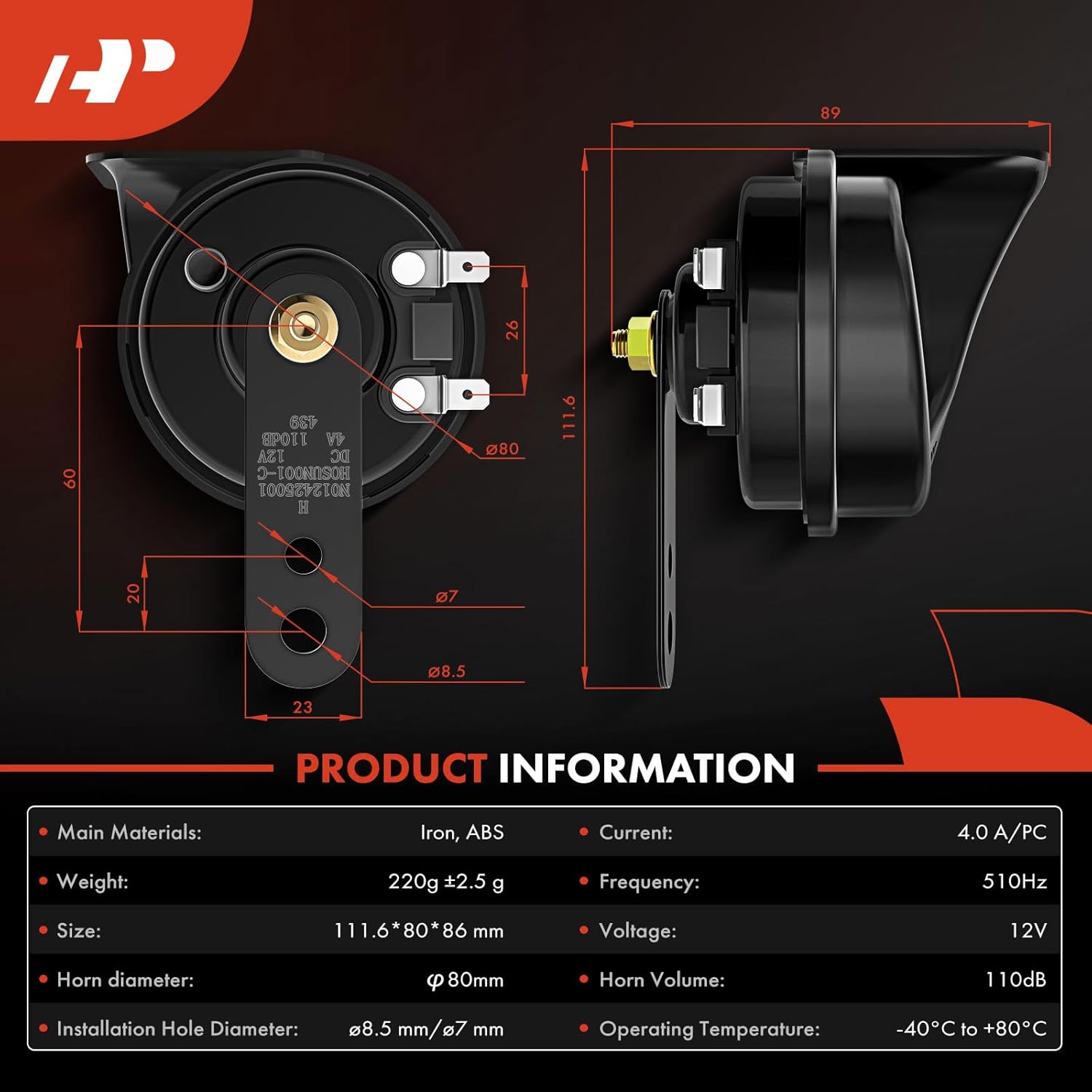 Universal Electric Horn - 12V 110dB
