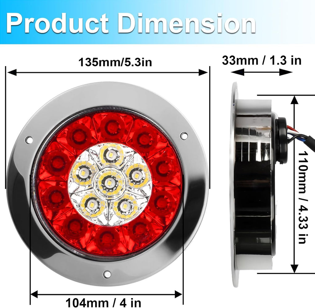 4 Inch Red White LED Round ligh