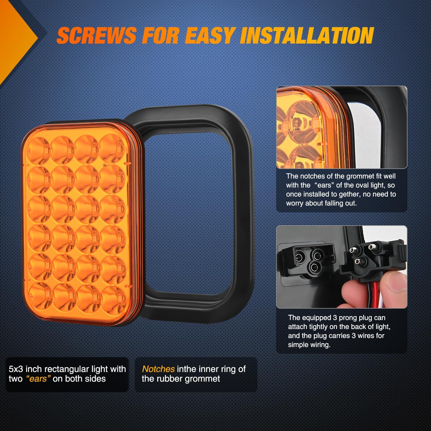 5” X 3” Rectangular lights. (x1)